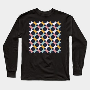 Mid Mod Flowers Navy Long Sleeve T-Shirt